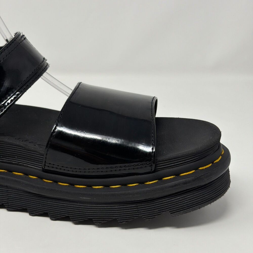 Dr Martens Voss Patent Platform Sandals Black Womens 10 Buckle - Picture 10 of 16
